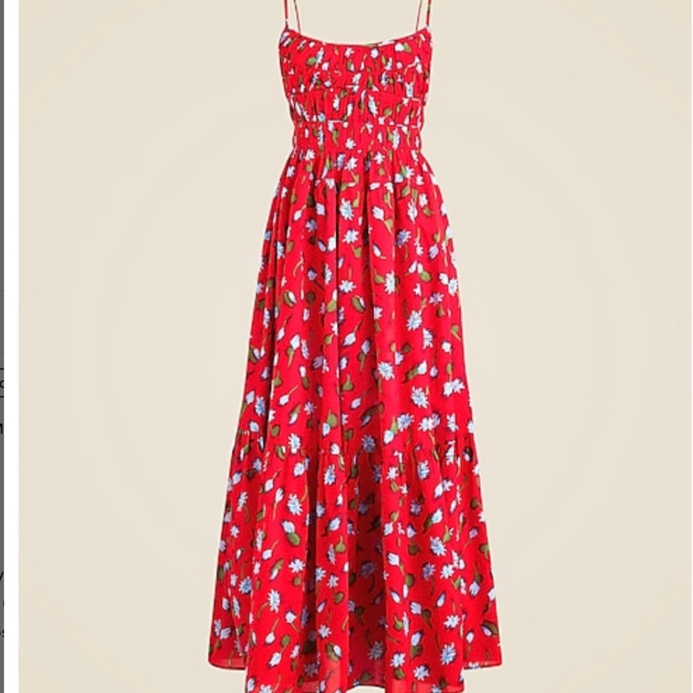J. Crew Red Floral Midi Dress